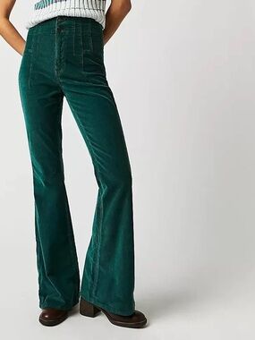Free people Dark Green Corduroy Flared Pants